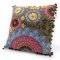 Kissen, Indisch, Baumwolle, bunt, Stickereien und Bommelkante, 40x40