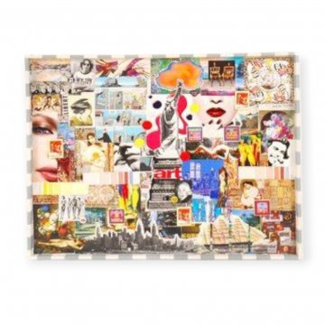 Bild &quot;Collage&quot; Rahmen grau, weiß, 100cm x 80cm, Rechte FTA