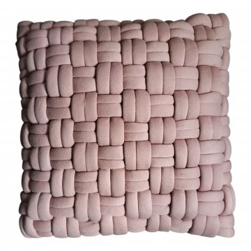 Kissen 45x45, altrosa, Vorderseite grobe Flechtoptik, Baumwolle