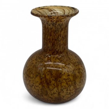 Vase / Glasvase, bauchig, Hals Trompetenform, gelb-braun mit Gold