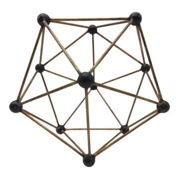 Dekoobjekt, Geometrisches Modell,12 eckig, Metall schwarz/Messing