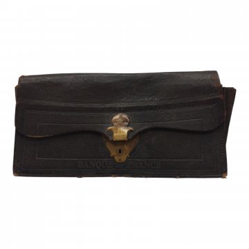 Dokumententasche, Leder, Antik, Banque de Frrance