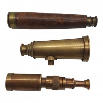 Fernrohr, Antik, Messing / Lederummantelt, ausziehbar, div. Modelle, Patina