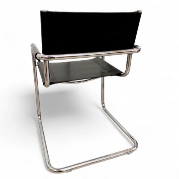 Freischwinger SEGIS, Chromgestell, Sitz und Rücken Leder schwarz