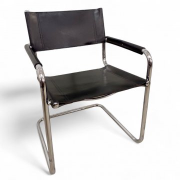 Freischwinger SEGIS, Chromgestell, Sitz und Rücken Leder schwarz