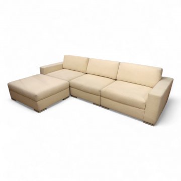 Sofaelement DANCA mitte, Vollpolster h´beige, flache Chromfüße, loses Rückenkissen, B80 