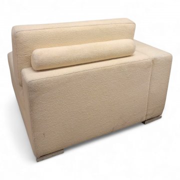 Sofaeckelement DANCA rechts, Vollpolster h´beige, flache Chromfüße, loses Rückenkissen, B100