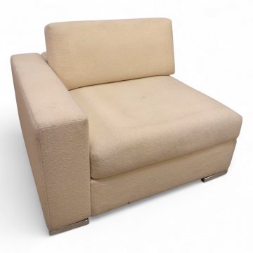 Sofaeckelement DANCA rechts, Vollpolster h´beige, flache Chromfüße, loses Rückenkissen, B100