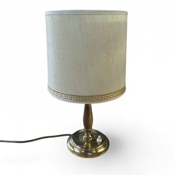 Nachttischlampe, Messing poliert, runder Sockel