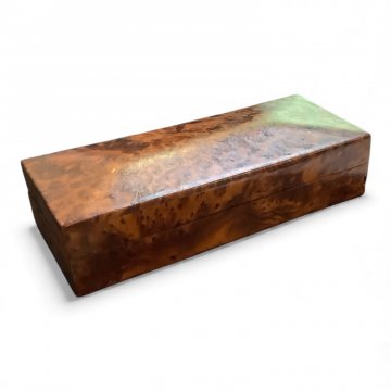 Schatulle für Zigarren, schlicht, Wurzelholz, 22x9x5,5cm, rechteckig, leicht beschädigt