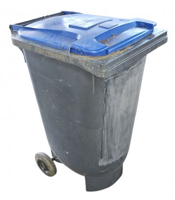 Mülltonne Papiermülltonne, Altpapier, 240L, schwarz/blau Kunststoff, mit 2 Rollen, Fassungsvermögen 240 Liter, TxBxH 73x58x105cm,  ENTLEERT UND GEREINIGT ZURÜCKLIEFERN!