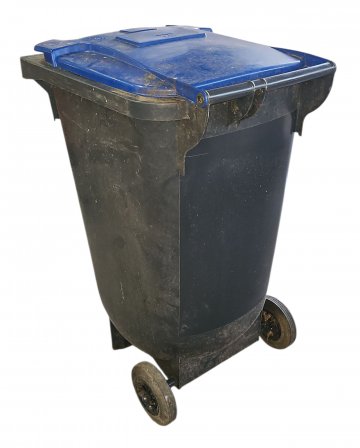 Mülltonne Papiermülltonne, Altpapier, 240L, schwarz/blau Kunststoff, mit 2 Rollen, Fassungsvermögen 240 Liter, TxBxH 73x58x105cm,  ENTLEERT UND GEREINIGT ZURÜCKLIEFERN!