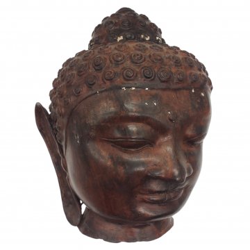 Dekoobjekt, Statue, Buddhakopf, Metall, dunkelbraun