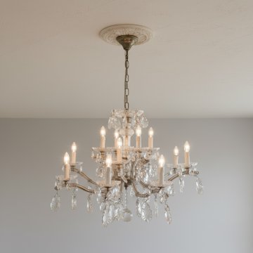 Kronleuchter ROK 16- flammig, reich verziert, Kristallbehang, Gewicht: 13 kg, LEUCHTMITTEL gerne zusätzlich auf Anfrage