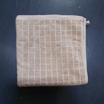 Saunatuch 70x140 hellbraun, großes Waffelmuster, Karomuster