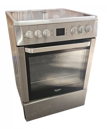 Elektroherd Delson, Edelstahl, Ceranfeld, 60x64cm, h 85cm, 6 Schalter, Standherd, Herd