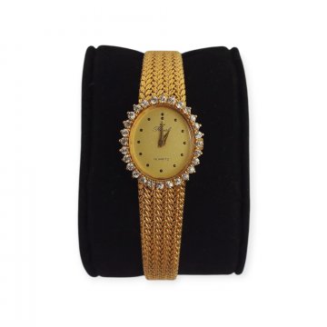 Armbanduhr, Damen, Royal Quartz, Goldarmband, Zifferblatt mit Swarowski