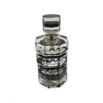 Parfum Flacon, Facettiertes Kristallglas, Schwarz und Klarglas