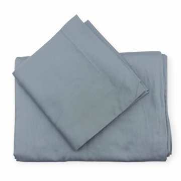 Bettwäschegarnitur 135x195cm + Kissen 80x80cm , Taubenblau , Baumwoll Satin