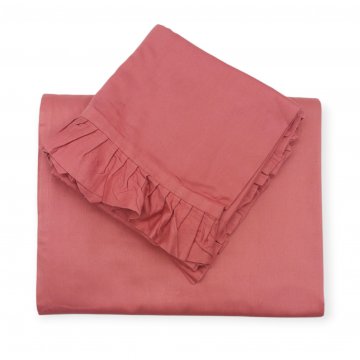 Bettwäschegarnitur 130x190cm + 70x80cm, rosa, Kissen mit Volantrand