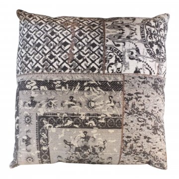 Bodenkissen, 100x100cm, Kelim Muster, orientalisch, beige/grau mit braunen Akzenten, RS grau