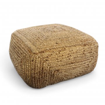 Sitzkissen / Pouf aus Hanfgeflecht, natur, quadratisch 50x50cm, H:30