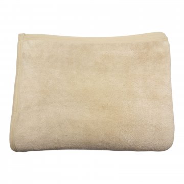 Decke / Plaid 155x200, warmes beige, Mikrofaser, flauschig, Rundum in Stoff eingefasst