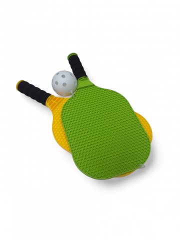 Spiel.Beach,Racket Set, mit weißen Ball, 2x Schläger (1x grün ,1x gelb) L 38 cm,B 16 cm