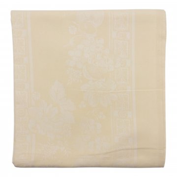 Tischdecke 133x276cm Baumwoll Jacquard. pastellgelb/weiß florale Muster mit Trauben