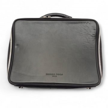 P- Laptoptasche / Businesstasche, mit Tragegriff, Leder schwarz, Giorgio Fedon