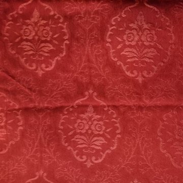 Damast 310x115 rot, große Ornamente mit 2 Blüten