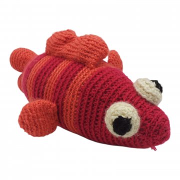 Häkelfigur, Fisch, pink/koralle, ca. 25 cm, Handarbeit