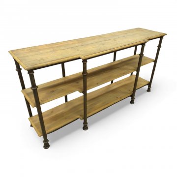 Sideboard/Sidetable, grau/schwarz, Industrie, 3 offene Fächer, Holz, Rohrgestell