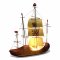 Tischlampe DUTCH, Holzschuhschiff brauner Farbverlauf, Segel 4-Master, 1 flg. E14 max. 25W, H38 L32 B9