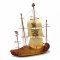 Tischlampe DUTCH, Holzschuhschiff brauner Farbverlauf, Segel 4-Master, 1 flg. E14 max. 25W, H38 L32 B9