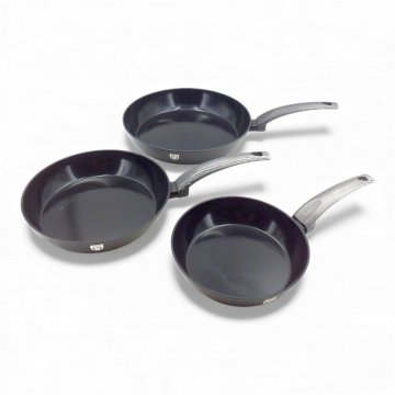 Bratpfanne GRÄWE, schwarz, beschichtet, Griff gummiert, grau meliert, Ø 20-29cm