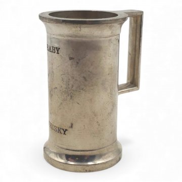 Whiskymeßbecher  ETAINS DU MANOIR, Zinn, Griff eckig, H9