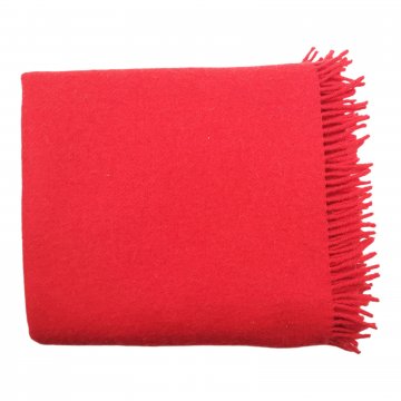 Wolldecke/Plaid 130x160, rot, Wolle, Fransen