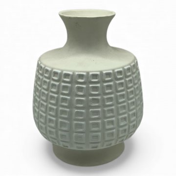 Vase, Keramik, weiß, aufgesetzte Vierecke, SIA