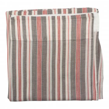 Vorhang H300xB145, rot/grau/weiß gestreift, leicht transparent, Halbleinen mit Gardienenband