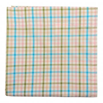 Vorhang H300xB140, blau/rosa/grün/weiß kariert, Baumwolle mit verdeckten Schlaufen