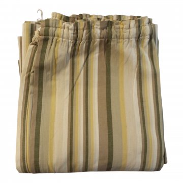 Vorhang H300xB220, beige/braun/grün längsgestreift, feste Baumwolle mit Gardienenband