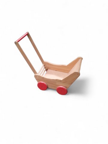 Lauflernwagen HOLZ,Puppenwagen,Wagen,rot, mit Holzreifen, 60 x 30 x 54 cm