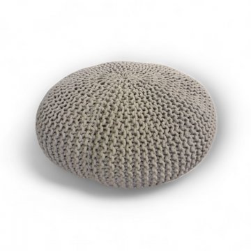 Sitzpouf, grob gestrickt, grau Ø 70cm