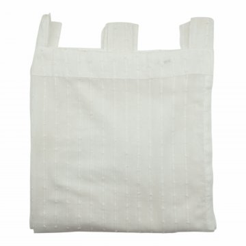 Vorhang H300xB140, weiß, transparent, dünne Längsstreifen + Punkte eingewebt, Baumwolle mit Gardinenabnd, leicht vergilbt