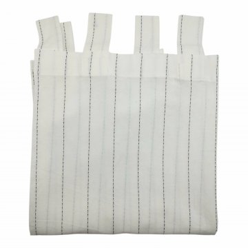Vorhang H297xB145, cremeweiß, schwarze Nadelstreifen, Leinen/Baumwolle, transparent mit Schlaufen