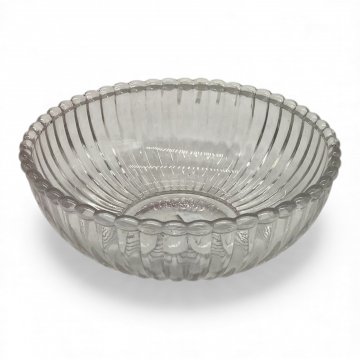 Glasschale, transparent, Rand geriffelt, 20cm 