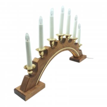 Schwibbogen/Lichterbogen, Weihnachtsdeko, elektrisch, Holz/Messing, 7 weiße Kerzen