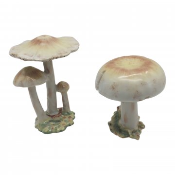 Pilzgruppe weißer Hut aus Porzellan, 9 x 12 x 9 cm 