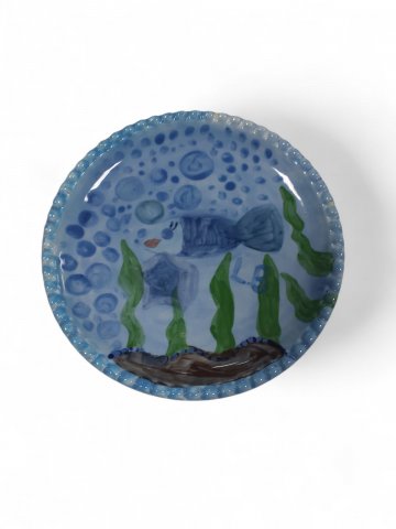 Teller FISCH, blau,D 23 cm
